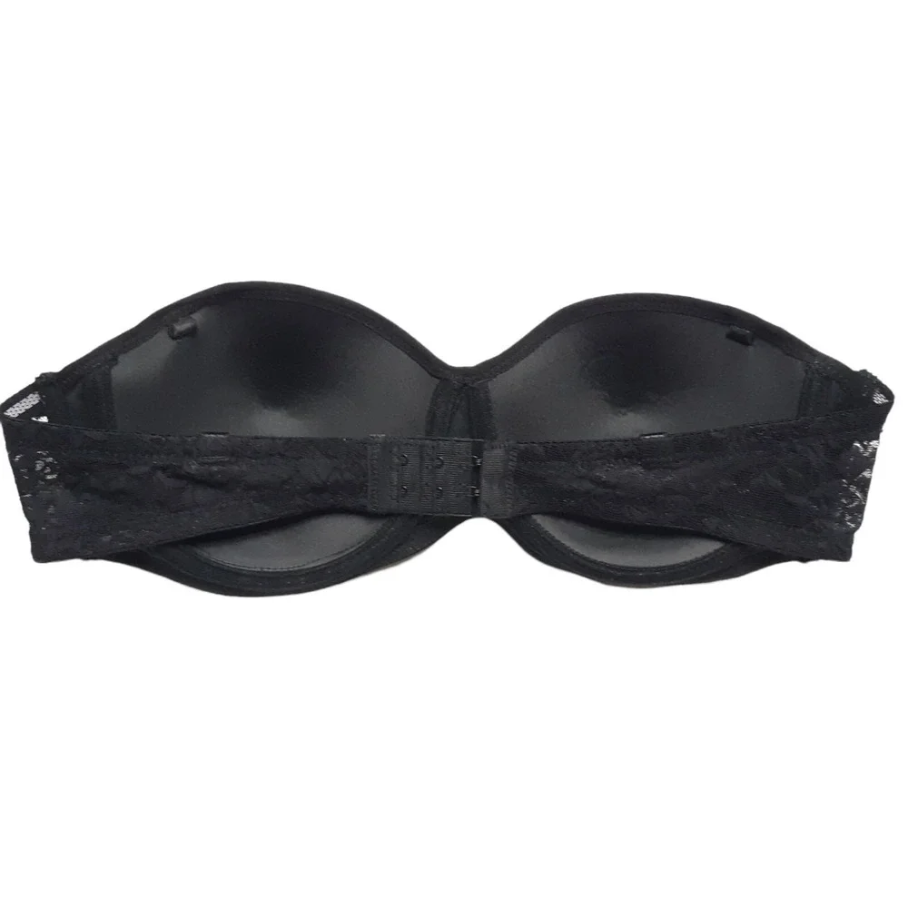 Rene Rofe Bra 36B Black Strapless Floral Lace Padded Underwired‎ Womens - Picture 7 of 11